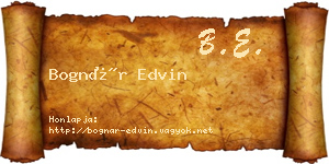 Bognár Edvin névjegykártya