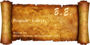 Bognár Edvin névjegykártya